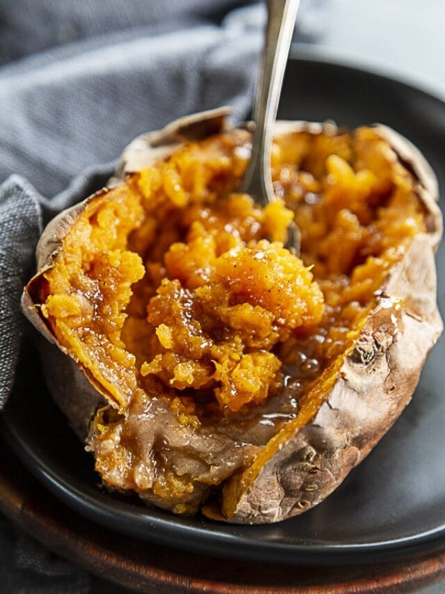 sweet potato with fork