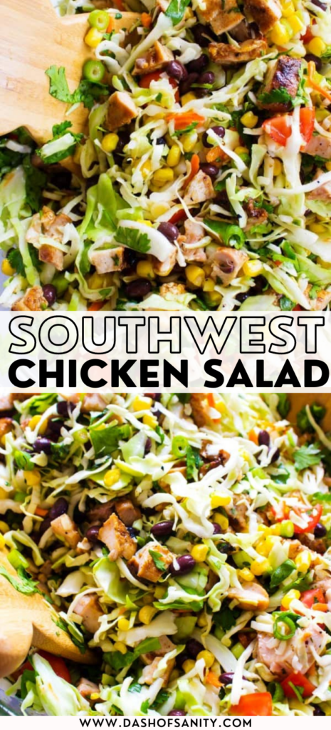 collage image of southwest salad with recipe title