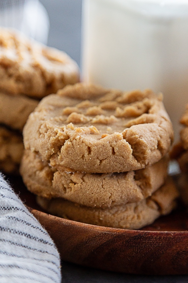 stack of peanut butter cookies on plate