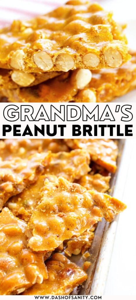 collage image of peanut brittle
