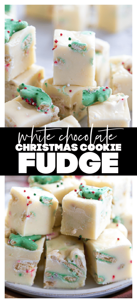 white chocolate fudge collage image with christmas cookies mixed in pinterest