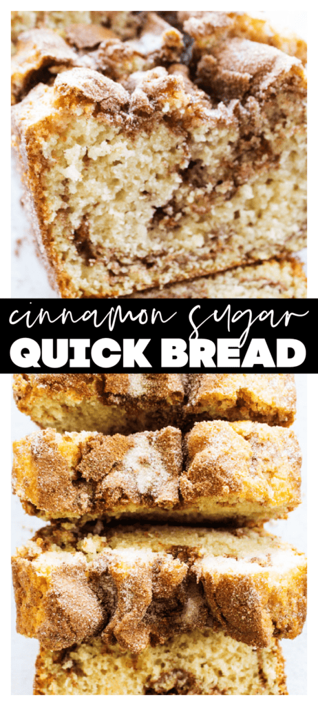 collage image of cinnamon bread loaf with title on it