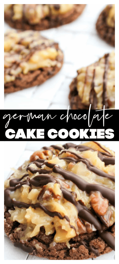 german chocolate cake cookies on white background