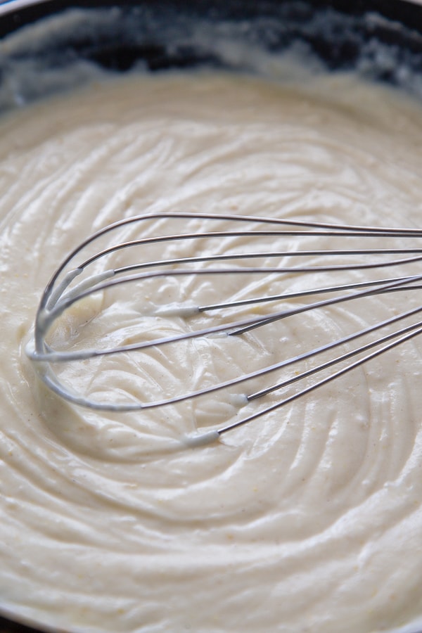 white sauce with whisk