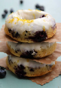 stack blueberry donuts