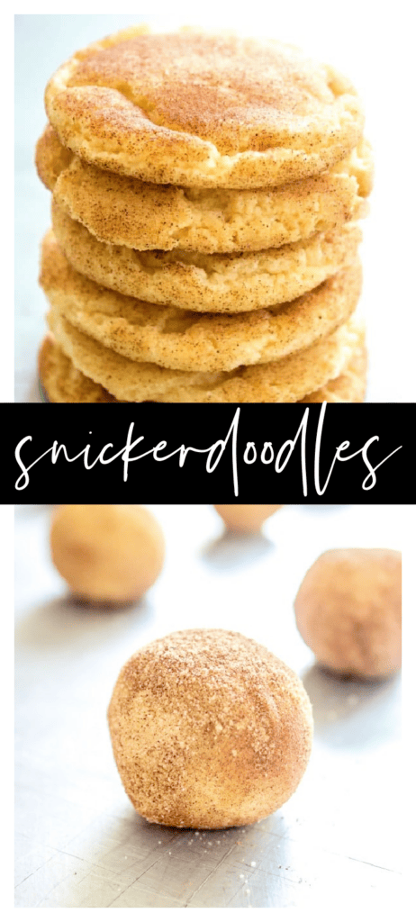 stack of snickerdoodles and snickerdoodle dough