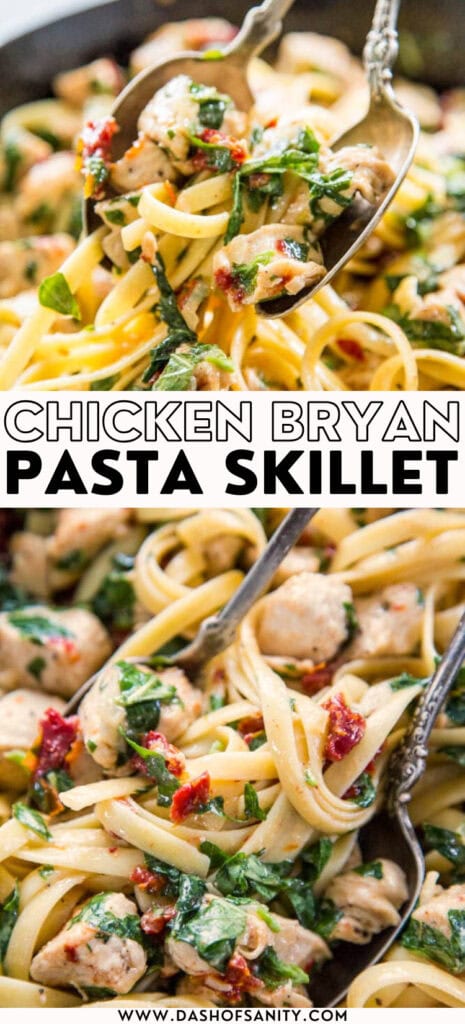 pasta skillet with chicken, spinach and lemon butter sauce
