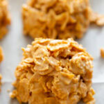 no bake butterscotch cornflake cookie on sheet pan