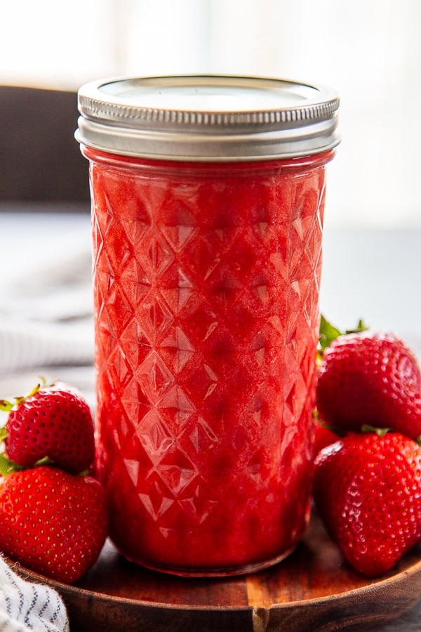jar of strawberry sauce