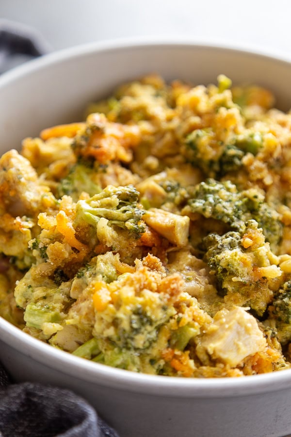 bowl of broccoli casserole