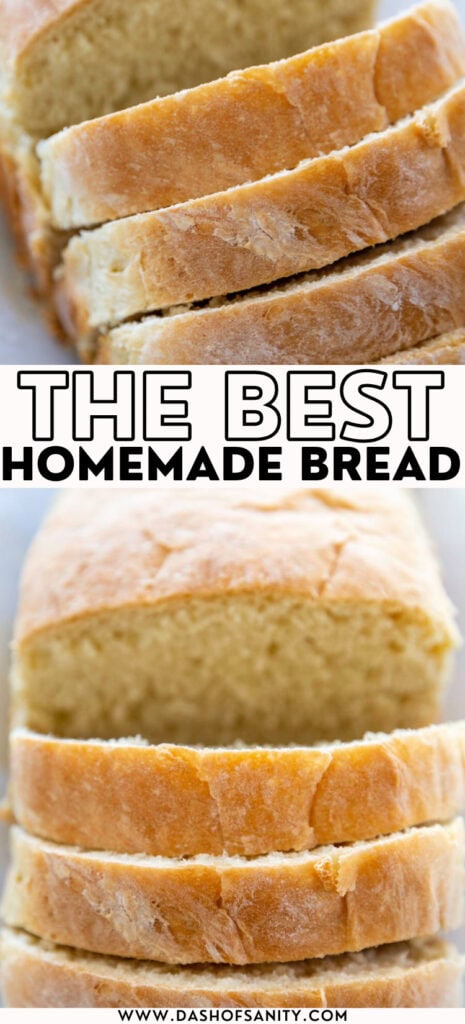 homemade white bread with recipe title