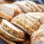 sliced turkey breast on plate