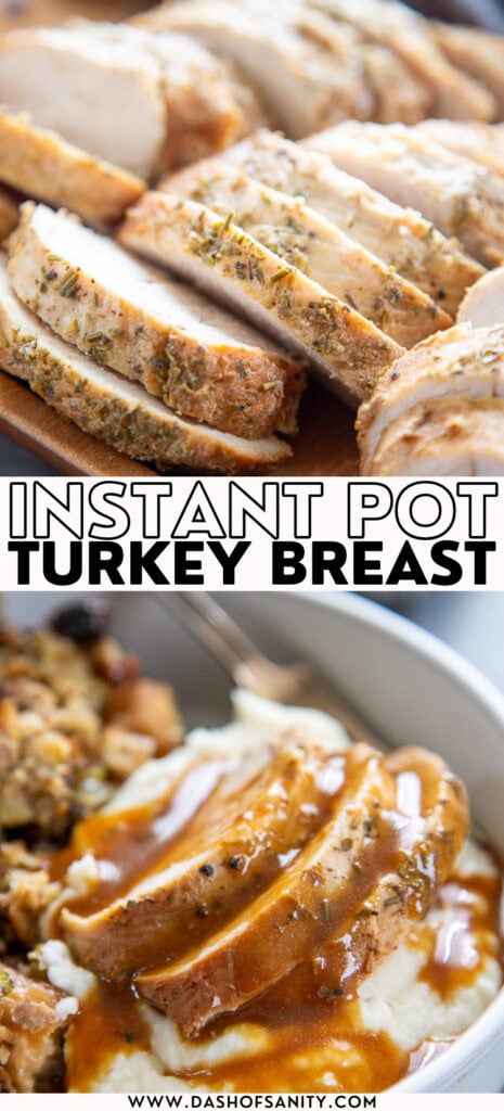 collage image of instant pot turkey breast with recipe title