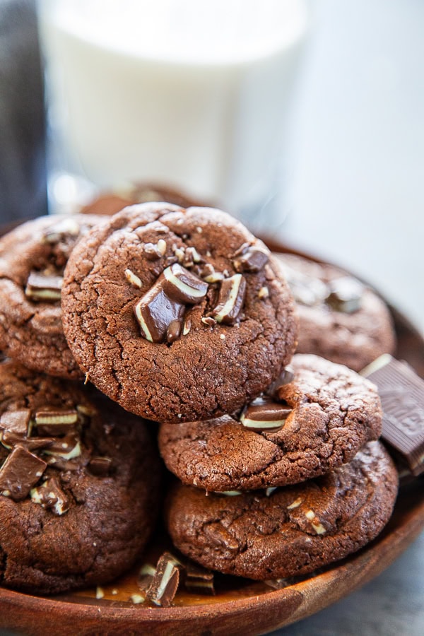 plate of chocolate mint cookies