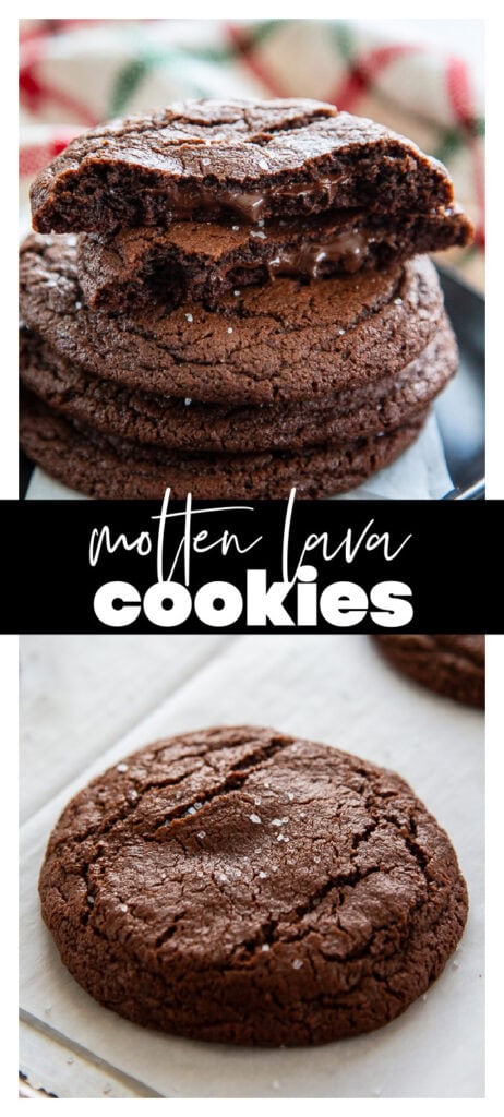 pinterest collage of molten lava cookie