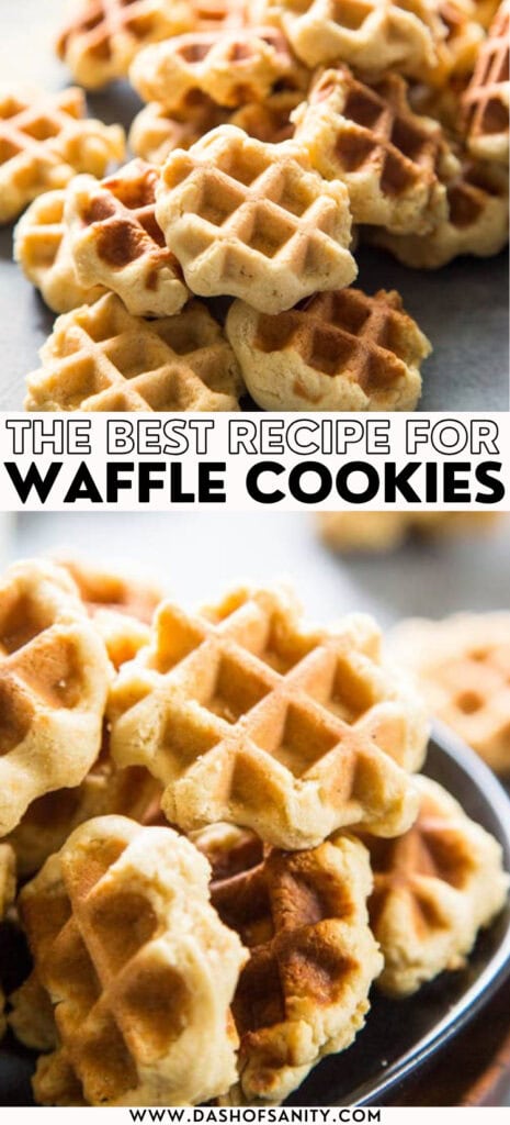 collage image of waffle cookies with recipe title