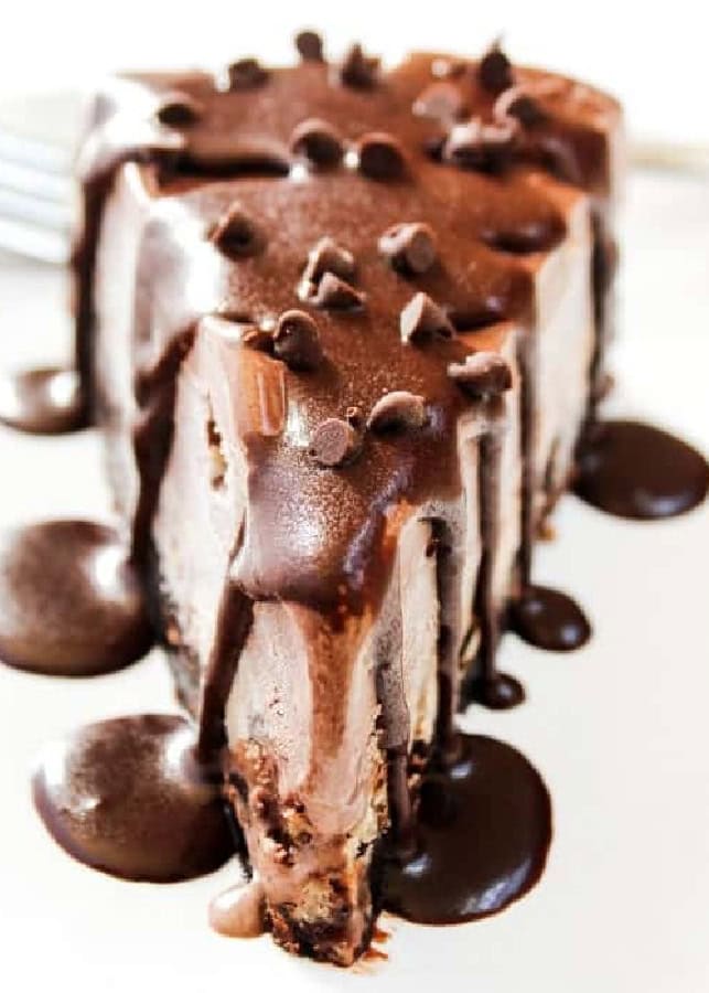 chocolate ice cream cake with brownie bottom