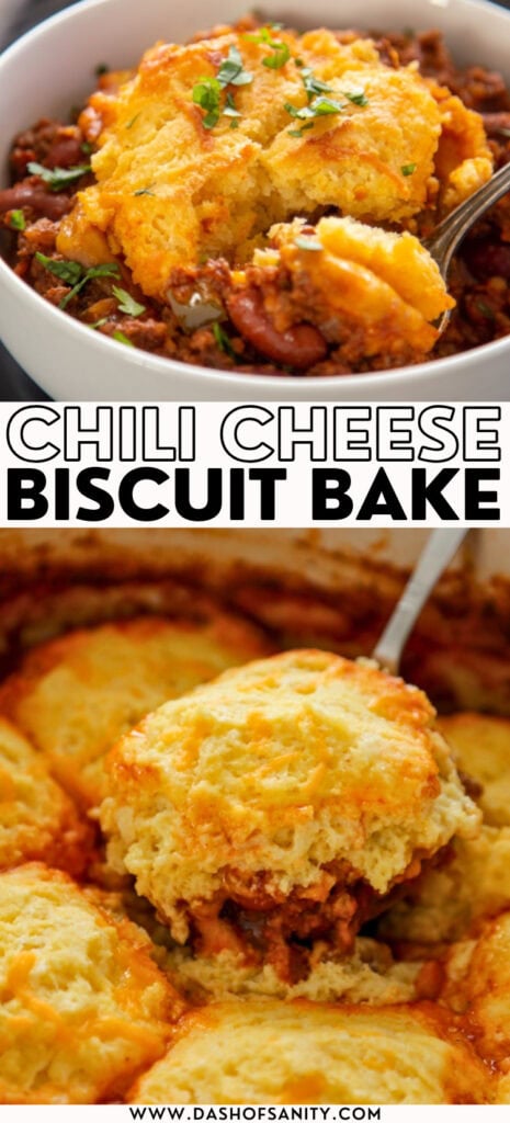 collage image of chili with cornmeal biscuits