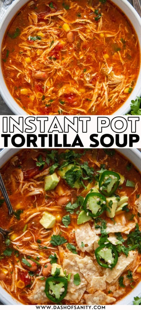 chicken tortilla soup collage image with recipe title