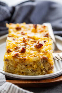 close up shot of breakfast casserole