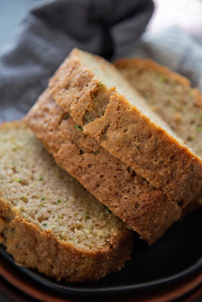 slices of zucchini bread on plate