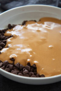 melted chocolate and peanut butter