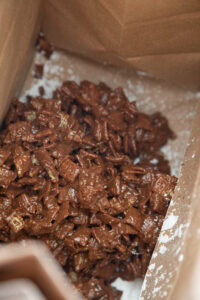 chocolate cereal in paper bag