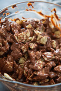 chocolate melted over cereal