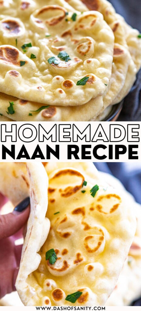 collage image of naan with recipe title